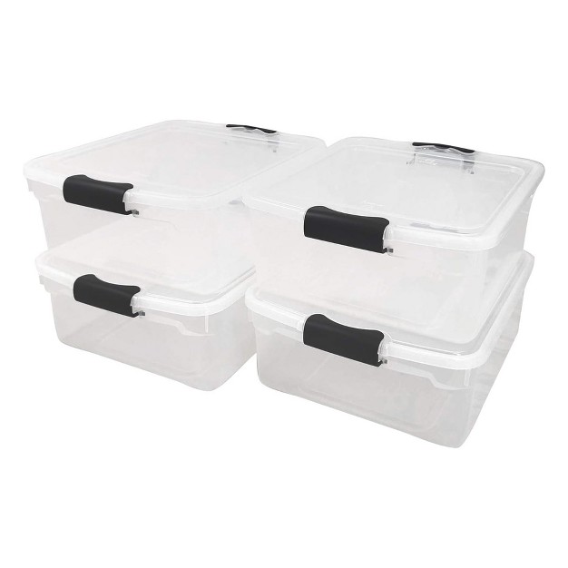 Homz 15 5 Qt Plastic Multipurpose Stackable Clear Storage Container Bins With Lid For Home Or Office Organization Gray Latch 8 Pack