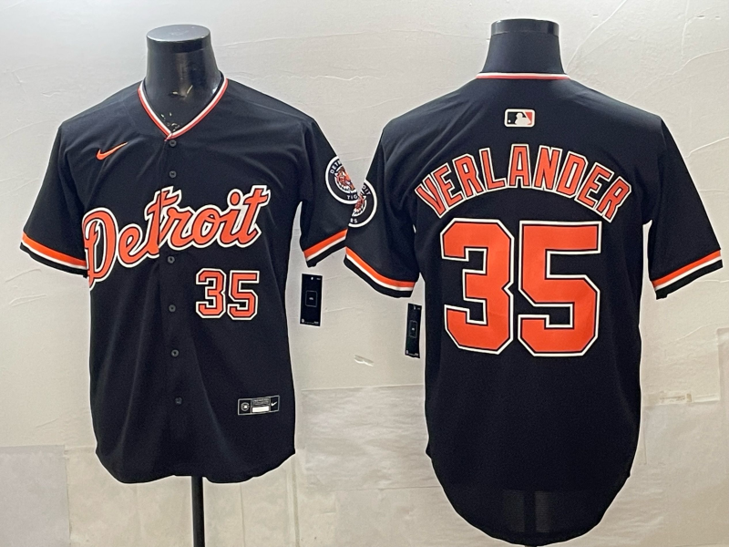 Men's Detroit Tigers Justin Verlander #35 Black Limited Player Jersey
