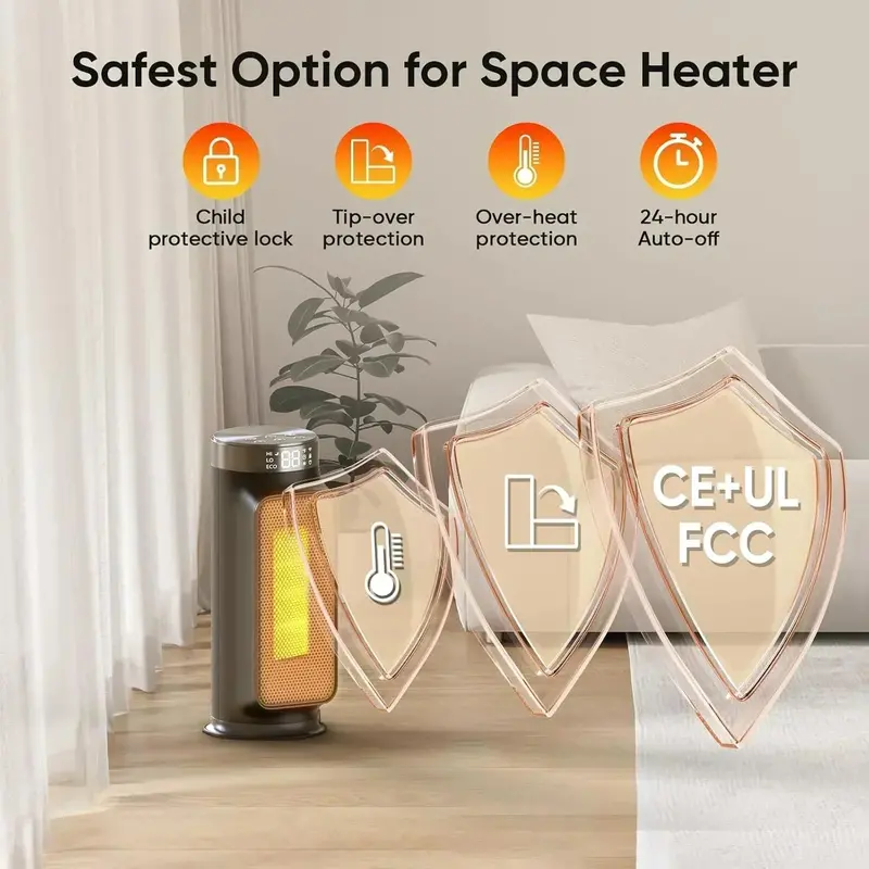 PTC Smart Space Heater — 1500W, WiFi & App-Controlled with Overheat Protection