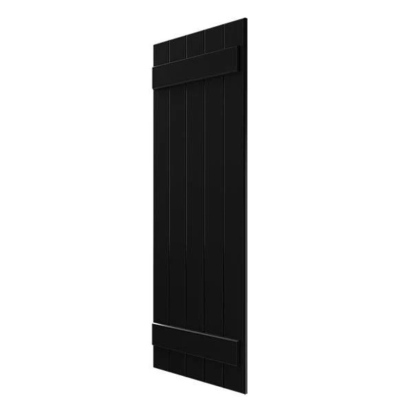 Ekena Millwork CWB18X038BLC 18x22W x 38x22H Exterior Five Board (2 Batten) Composite Board-n-Batten Shutters (Per Pair), Black