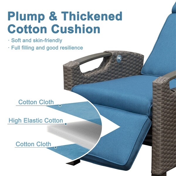 Patio Adjustable Recliner Chair with HandWoven Wicker