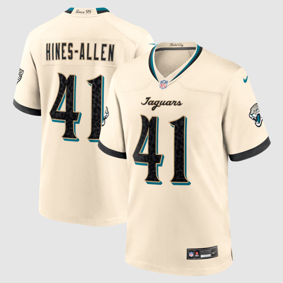 Men's Jacksonville Jaguars Josh Hines-Allen #41 Natural 2026 Rivalries Collection Game Jersey