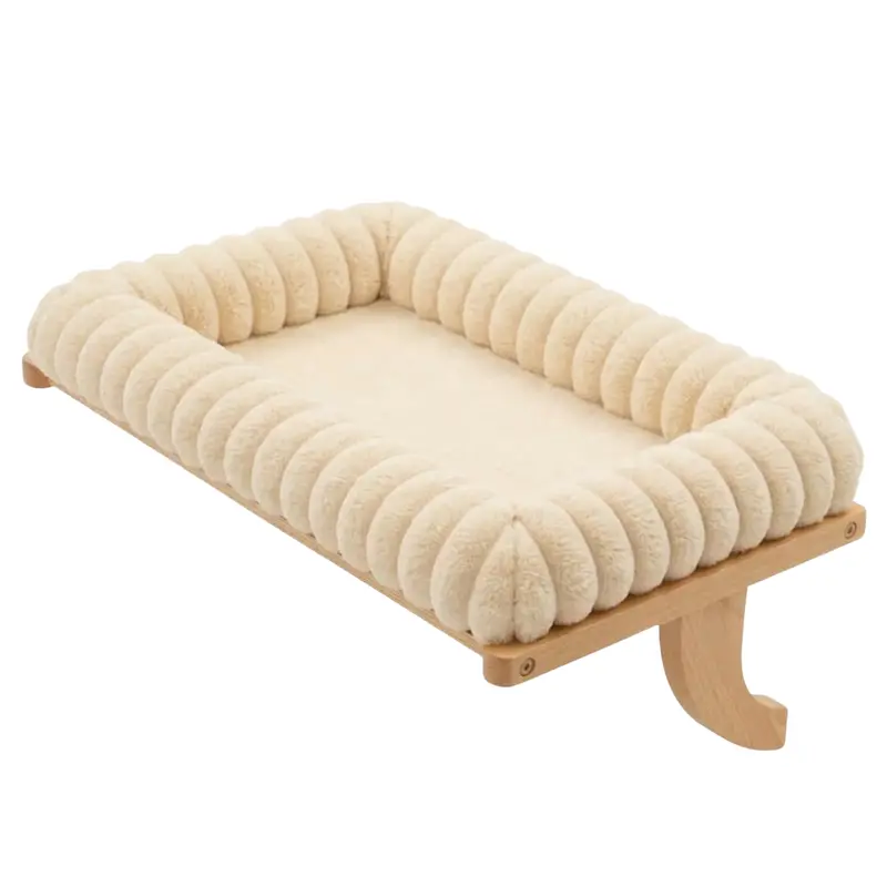 Wood-and-Metal Cat Window Perch – Zippered Cushion & Sill-Mount Design