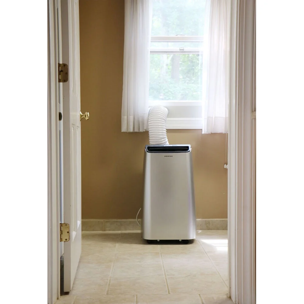 Amana 12000 BTU (7500 BTU Doe) 115-V 450 Sq. ft. Portable Air Conditioner, Silver AMAP121AW-2