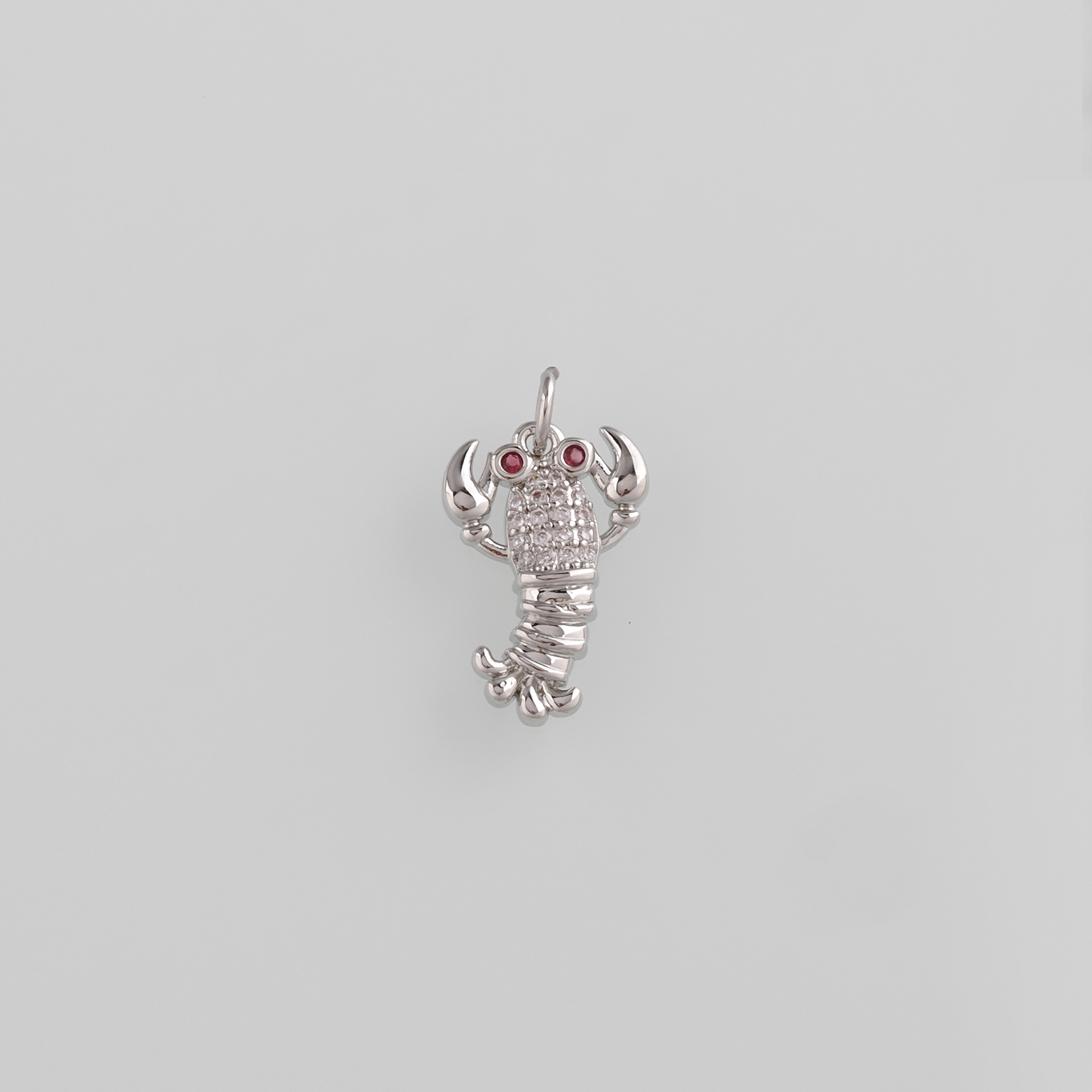 18K Gold Filled Crayfish Pendant,CZ Micro Pave Marine Life Charm Earrings Necklace for DIY Jewelry Making Supply