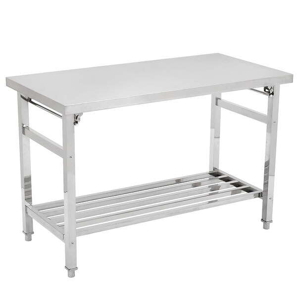 Stainless Steel Table,48 x 24 Inches Metal Prep and Work Table with Adjustable Undershelf
