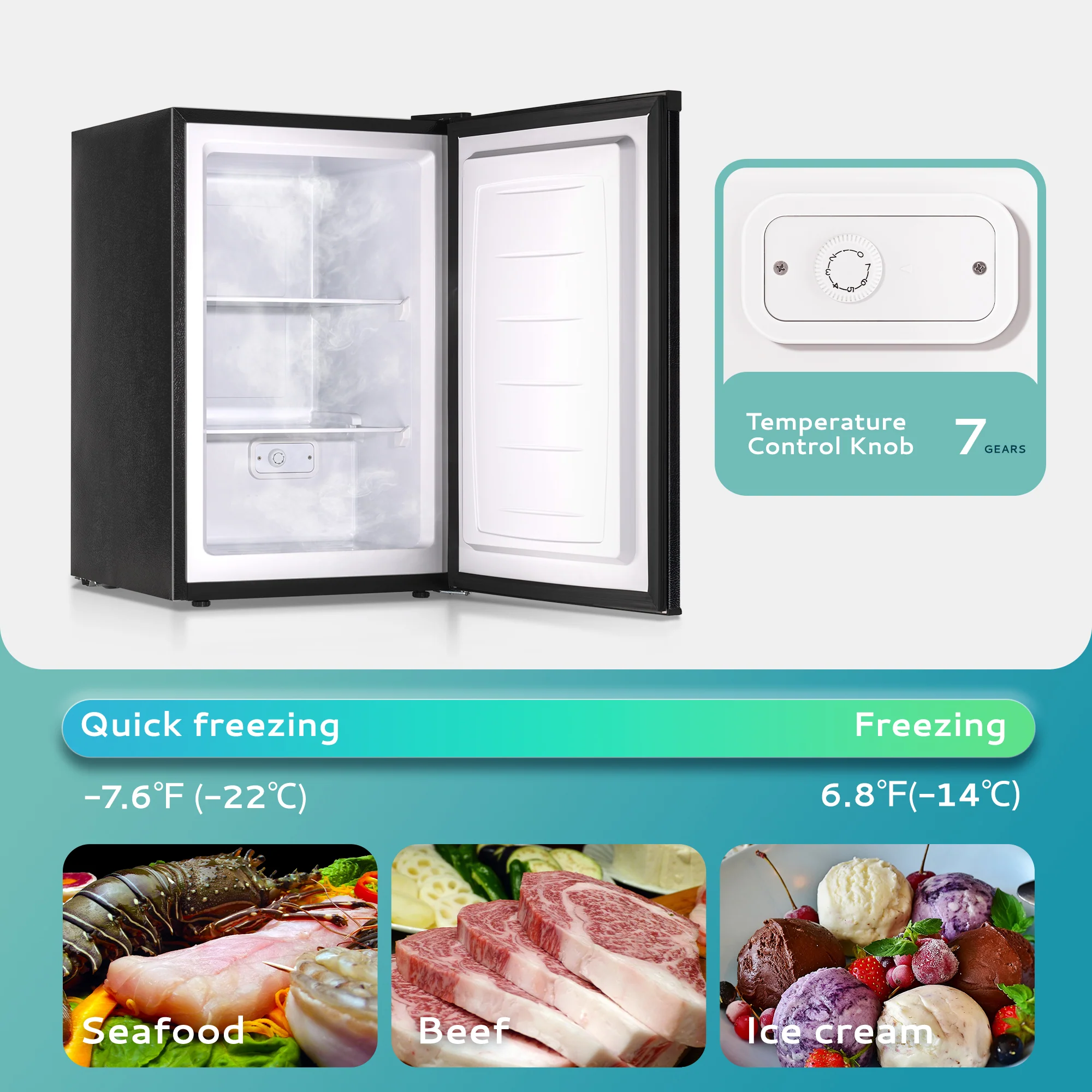 Compact Mini Freezer, Upright freezer Rapid Cooling