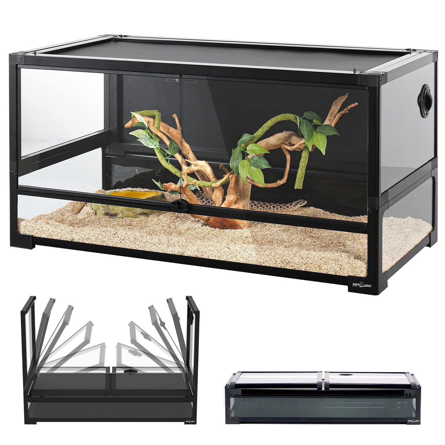 REPTI ZOO 40 Gallon Tempered Glass Reptile Large Terrarium Tank Reptile Terrarium 36