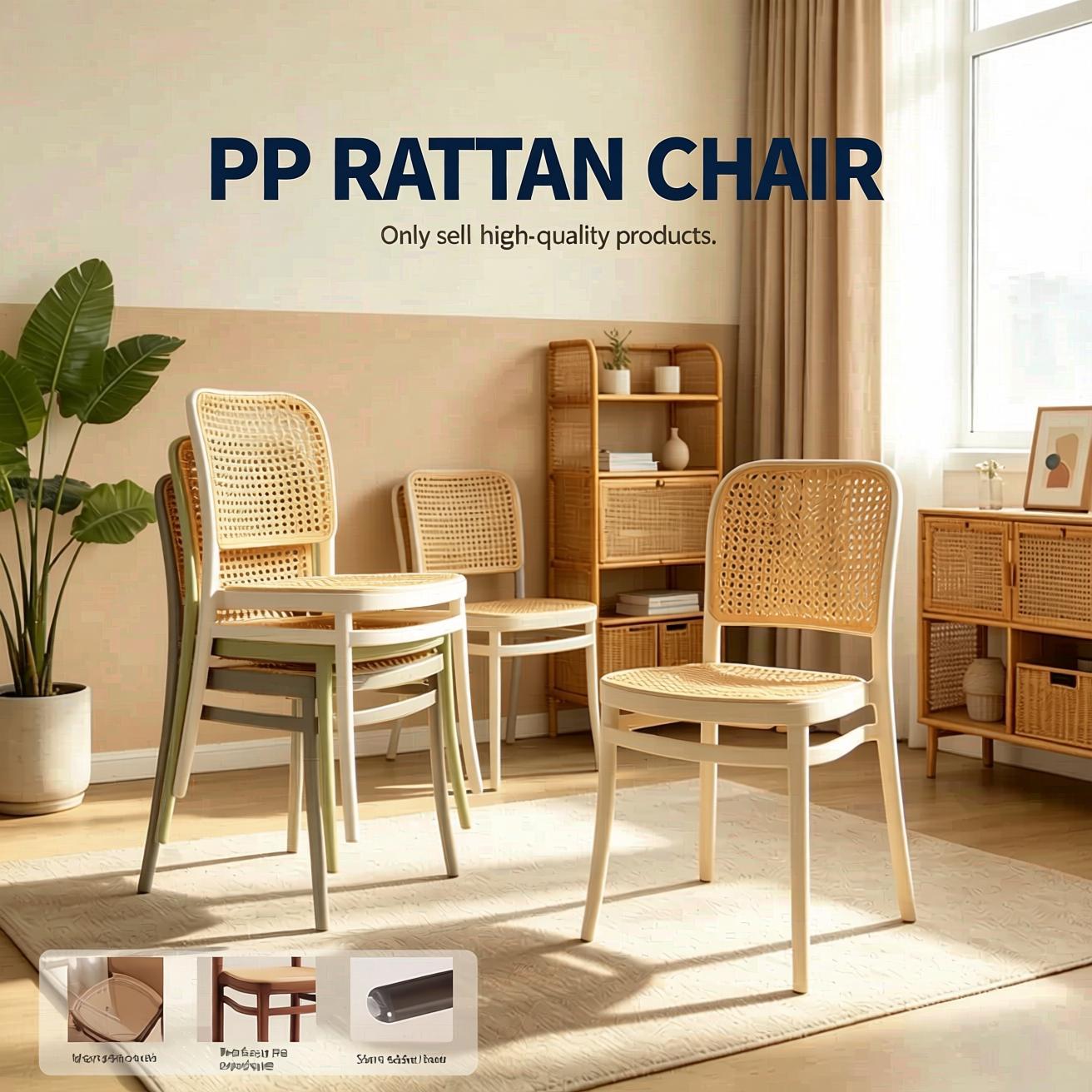 Dining Chair Home Plastic Rattan Chair Backrest Stackable Desk Stool Modern Minimalist Kerusi Meja Makan Kerusi Plastik