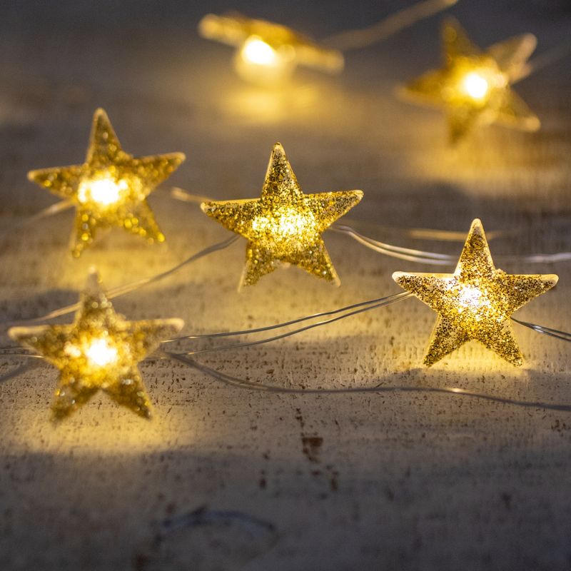 Northlight LED Mini Star Christmas Light Set - Warm White - 5.25' Silver Wire - 20ct