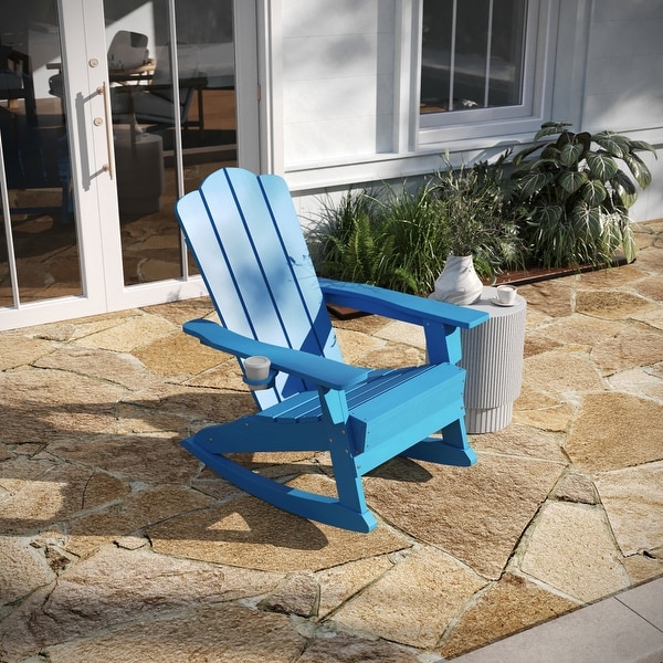 AllWeather Rocking Adirondack Chair with Swiveling Cupholder