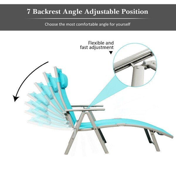 Costway 2PC Folding Chaise Lounge Chair with Cushion