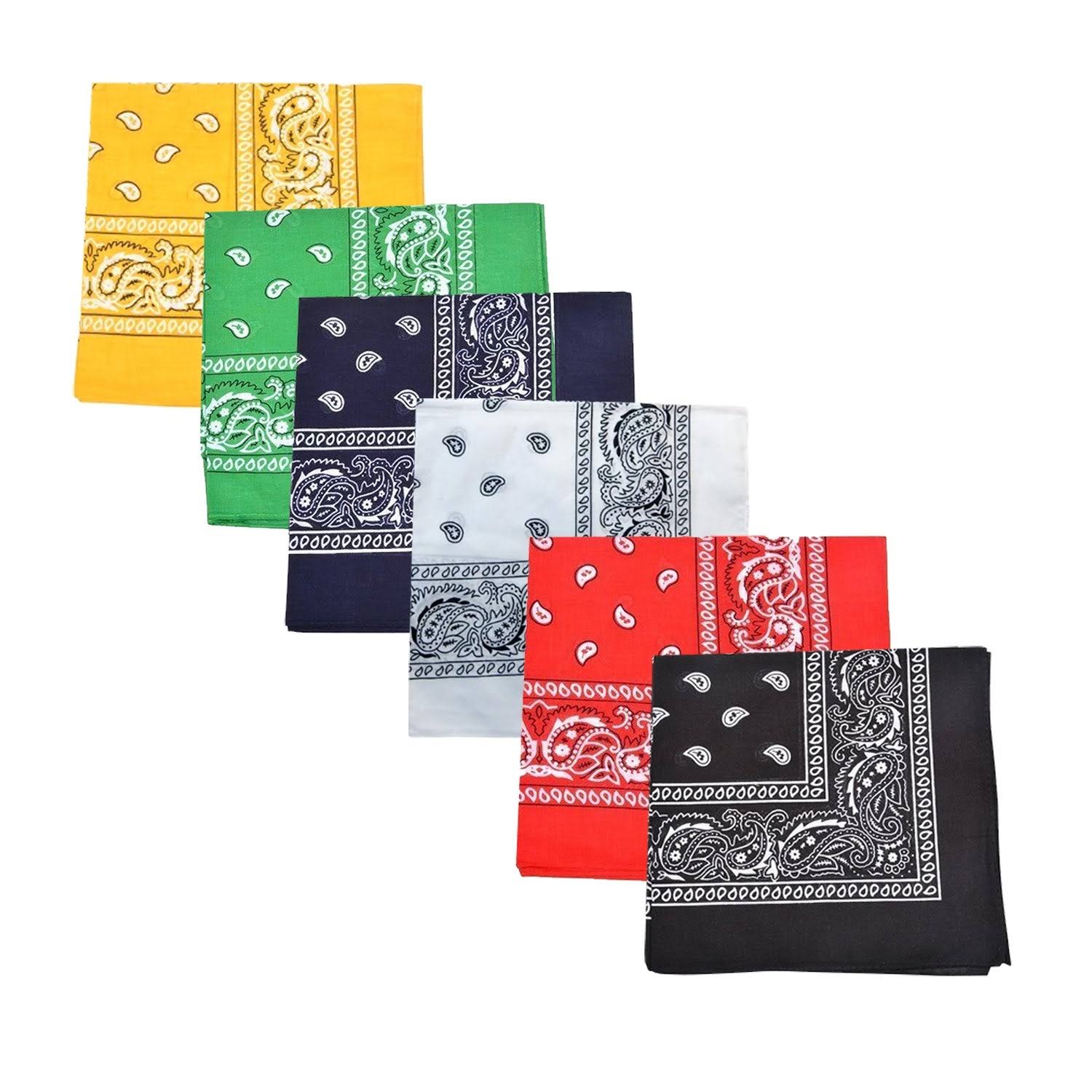 Pack of 50 Daily Basic 100% Cotton 22 x 22 Paisley Printed Bandana (Royal Blue)