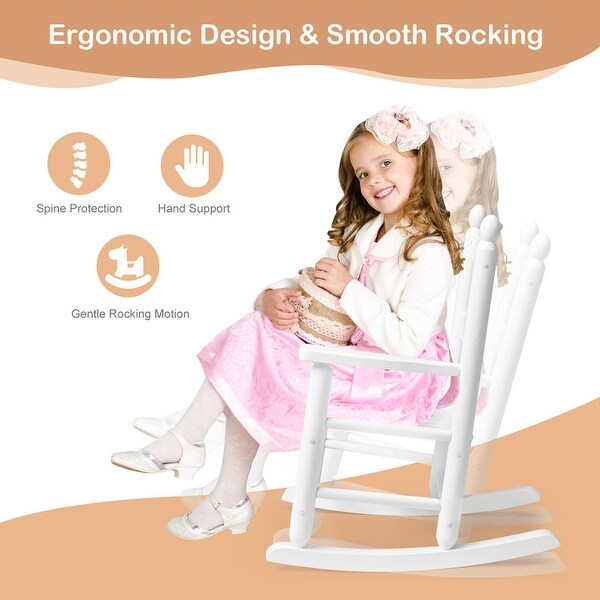 Children's Wooden Rocking Chair White Poplar