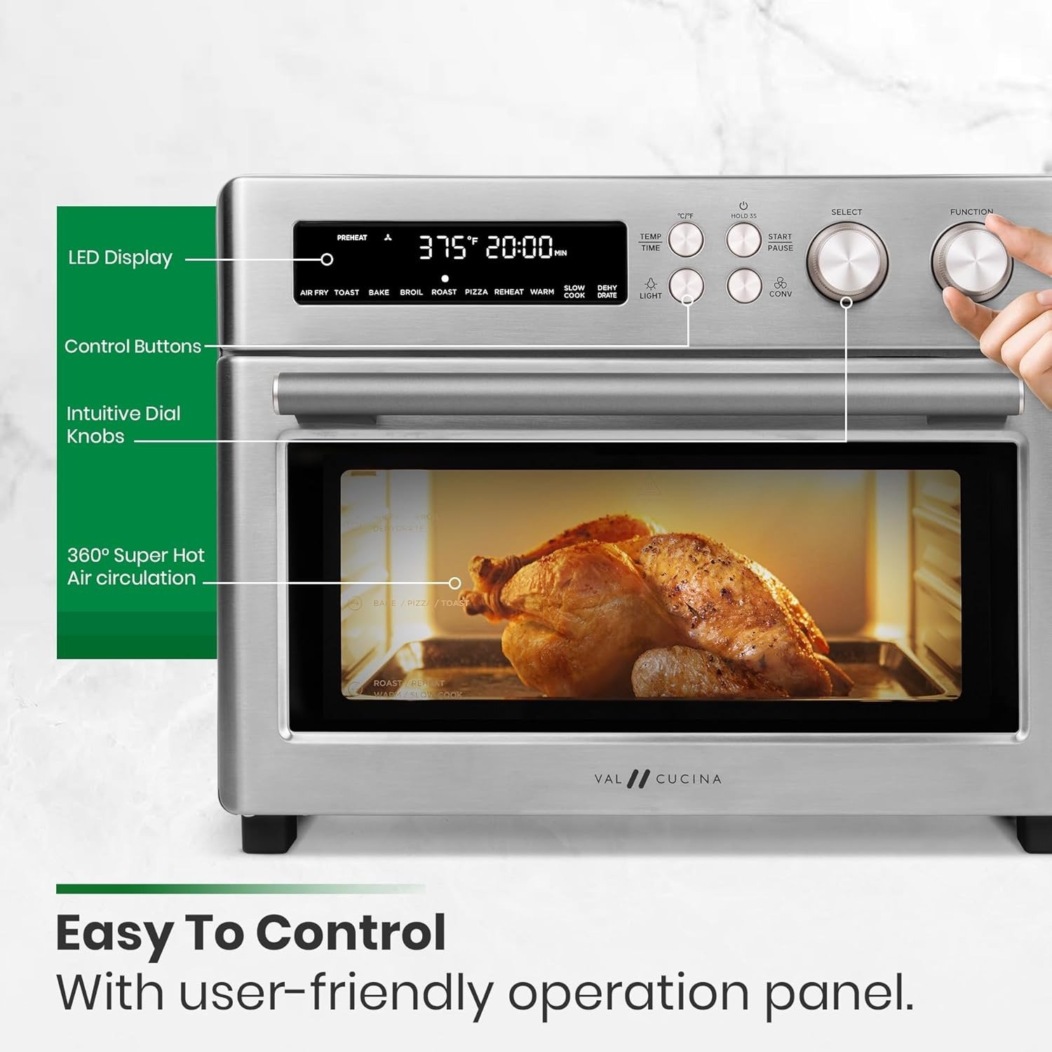 26.3QT 10-in-1 Air Fryer Toaster Oven, Infrared Heating + True Convection, Extra Large Countertop Convection Oven, Brushed Stainless Steel