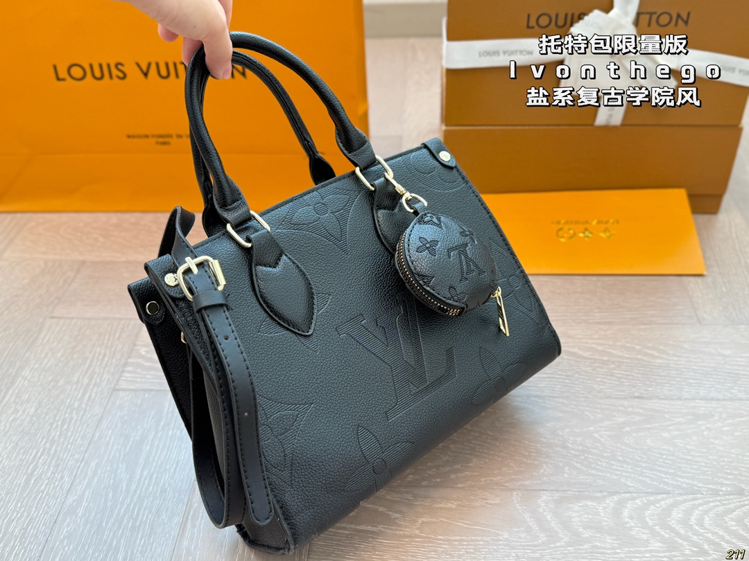 LV tote bag limited edition lvonthego salt retro college style - cnluxepick