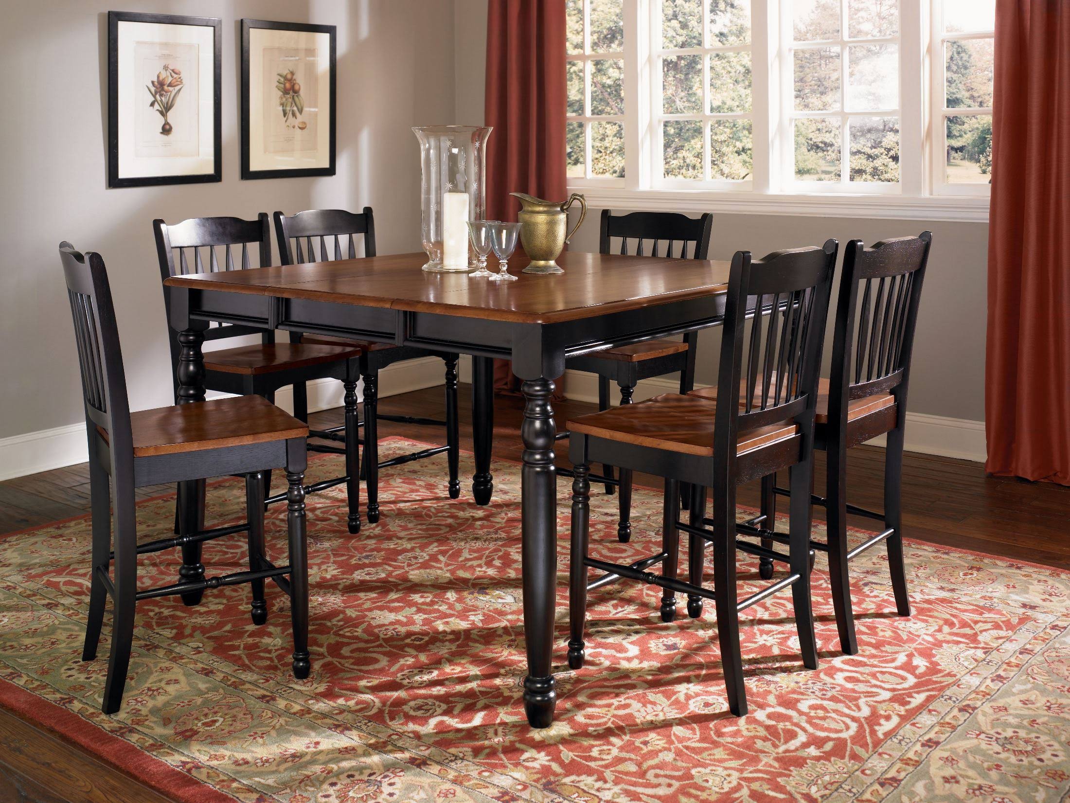 A-America British Isles Slatback Counter Chair, Oak-Black Finish