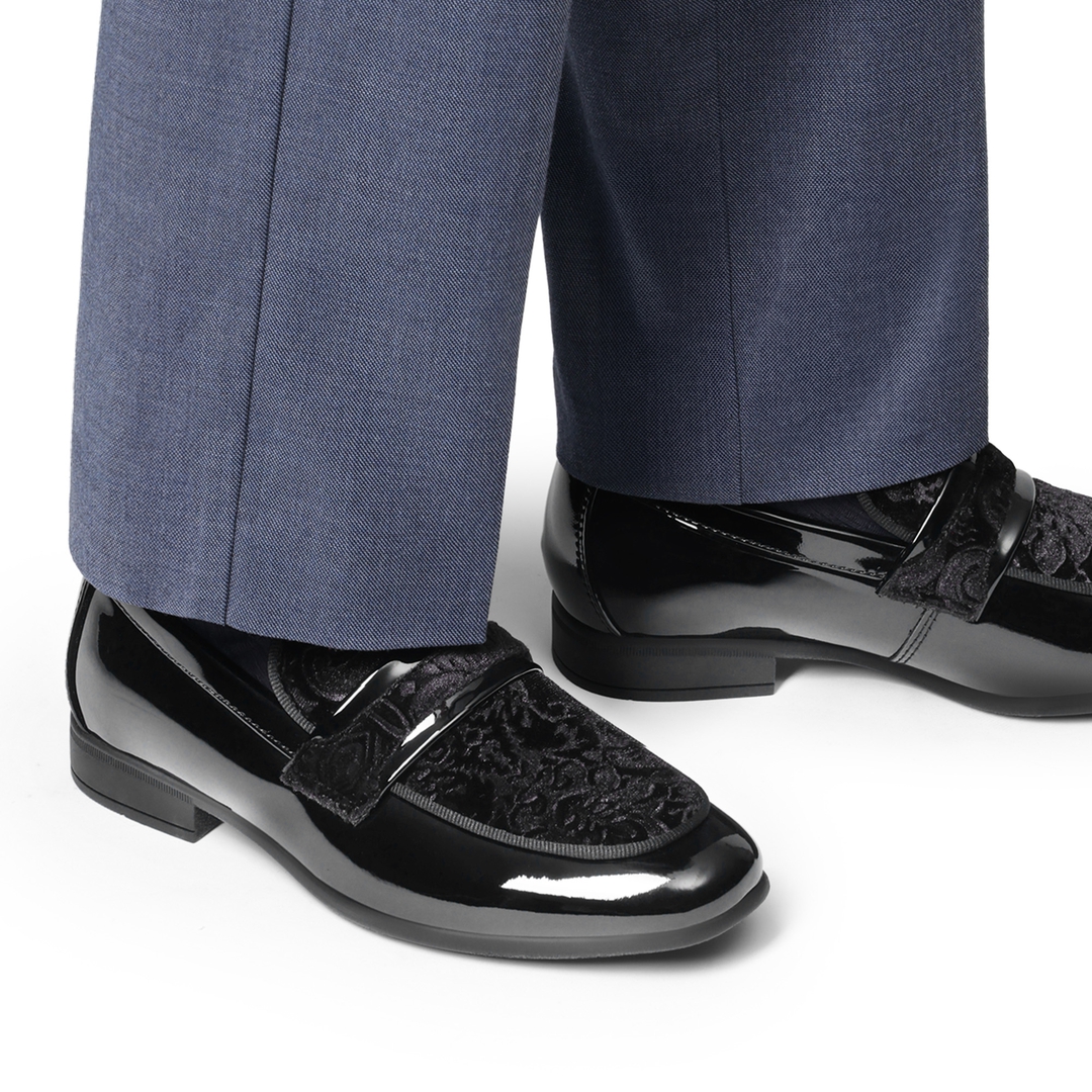 Boy's Tuxedo Patent Classic Velvet Loafers