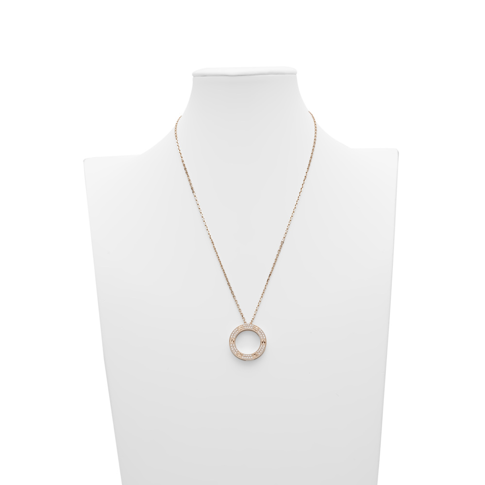 Cartier Love Pavé Setting Necklace 18K Rose Gold Diamond B7224527