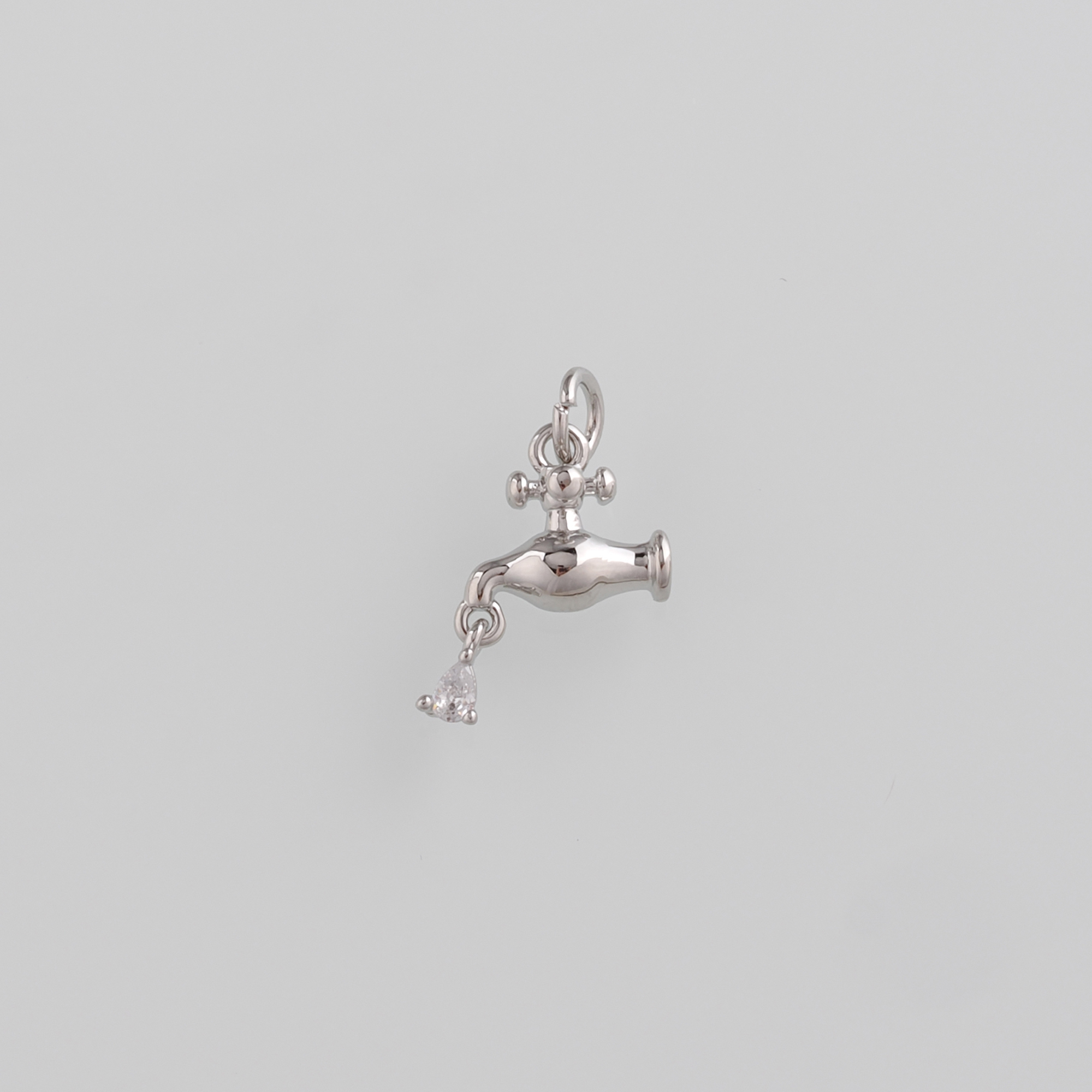 18K Gold Filled Faucet Pendant,CZ Faucet Charm Earrings Necklace for DIY Jewelry Making Supply