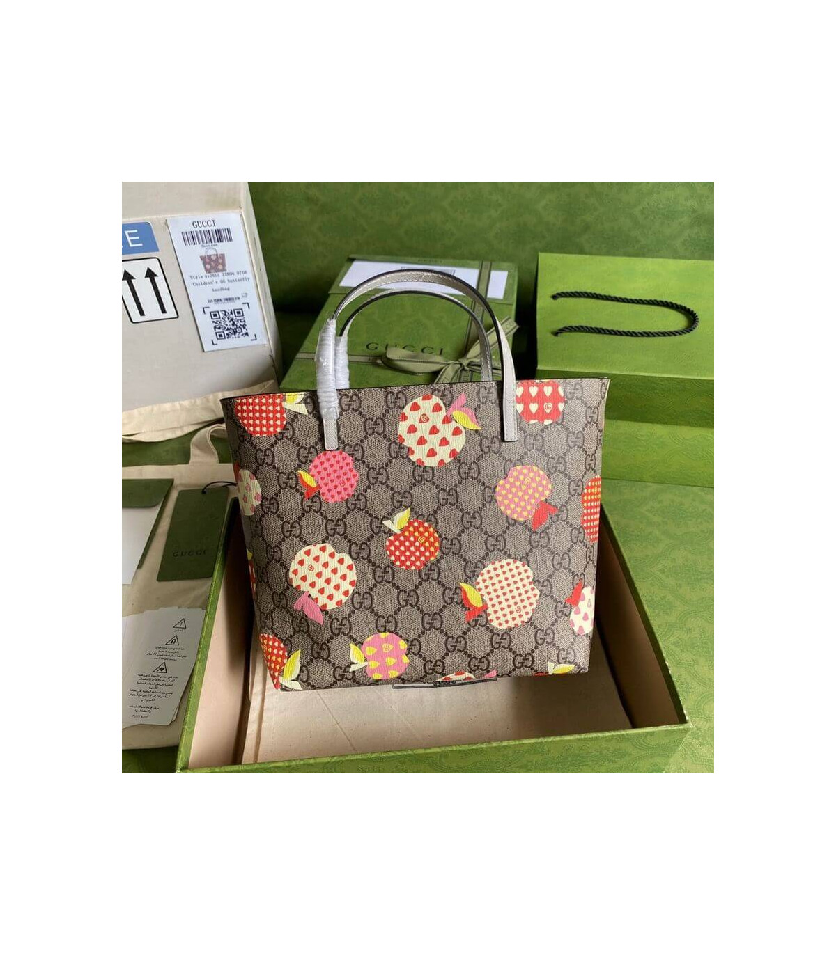 Gucci Children’s GG Heart Apple Pattern Tote