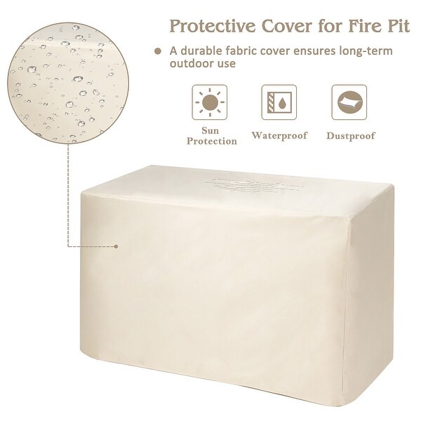 Gymax 7PCS Patio Rattan Furniture Set Fire Pit Table Cover Cushion