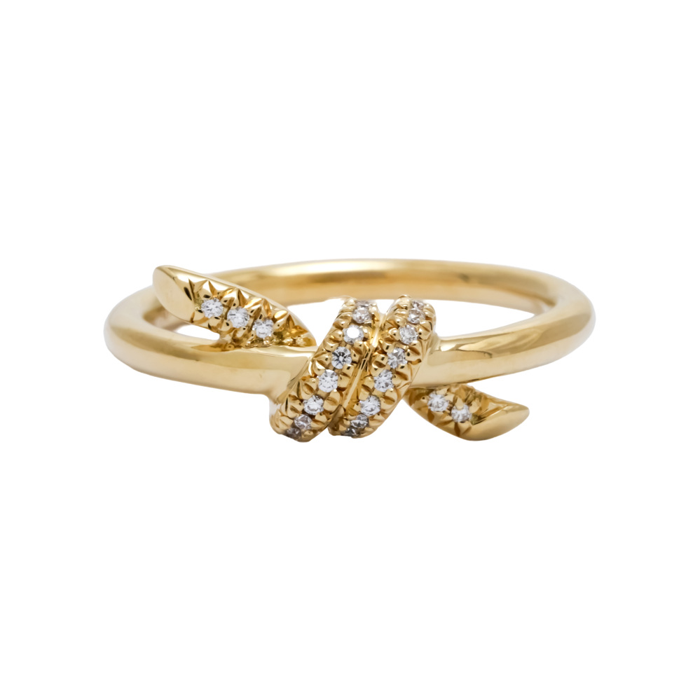 Tiffany & Co. Knot Ribbon Ring 18K Yellow Gold Diamond 69346774