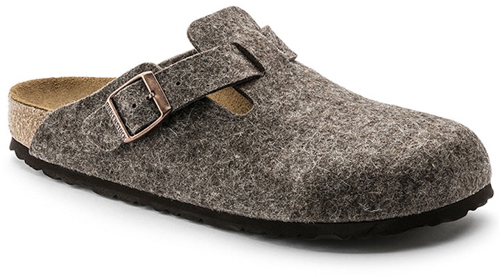 Birkenstock Boston Natural Leather Felt Light Covered-Toe Slippers
