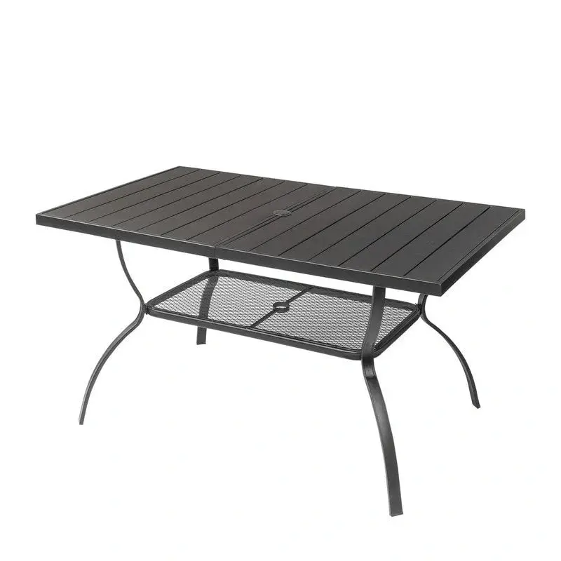 Wrought Iron Patio Dining Table – 59-Inch Rectangular Outdoor Table with Rust-Resistant Finish