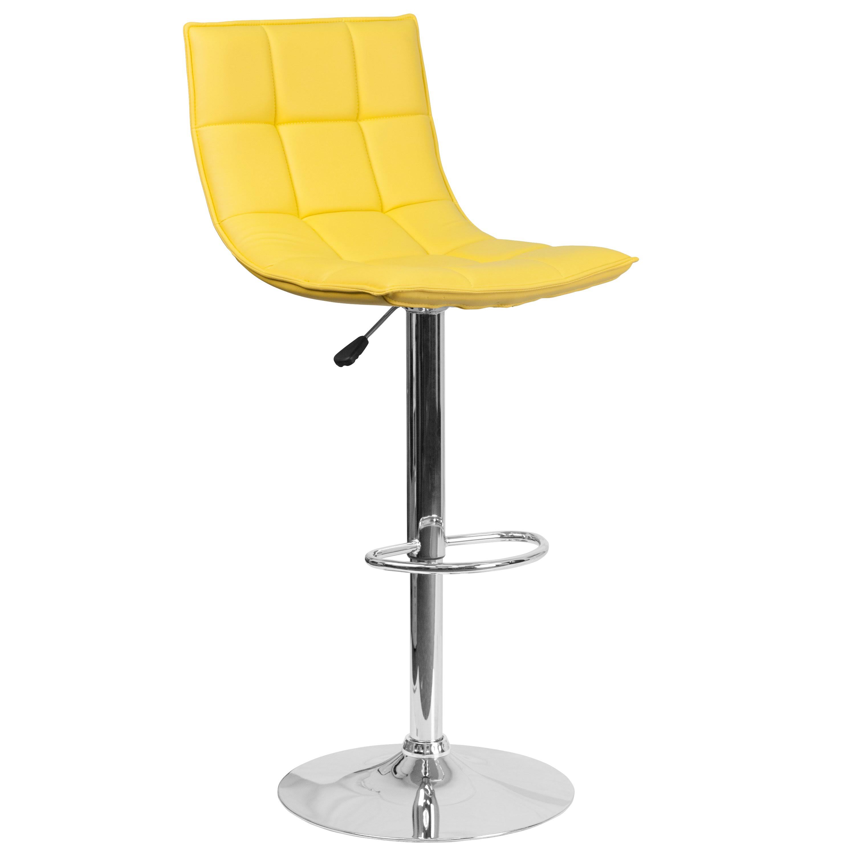 Flash Furniture Contemporary Orange Quilted Vinyl Adjustable Height Barstool with Chrome Base