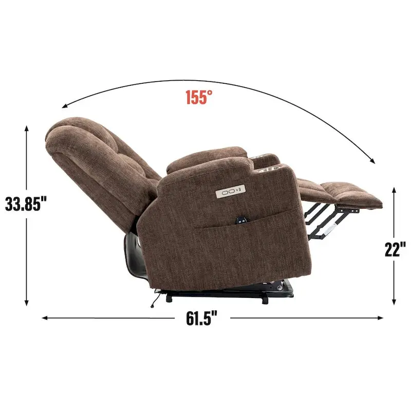 Power Lift Recliner with Heat, Massage & USB-C Charging — Wide Overstuffed Design