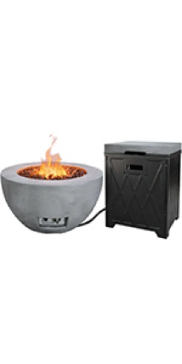Concrete Propane Fire Pit Table 50,000 BTU Fire Pit Table with Tray Style Lid 25