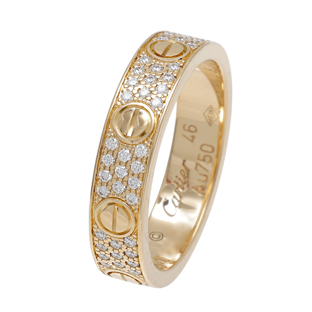 Cartier Love Sm Pave Ring 18K Yellow Gold Diamond B4083300
