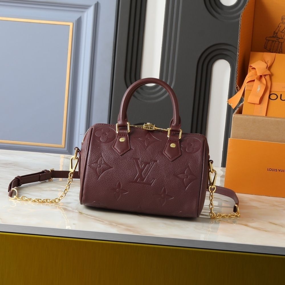 Louis Vuitton Speedy Bandouliere 20 Monogram Empreinte Grenat Red 8.1 Inches M25929