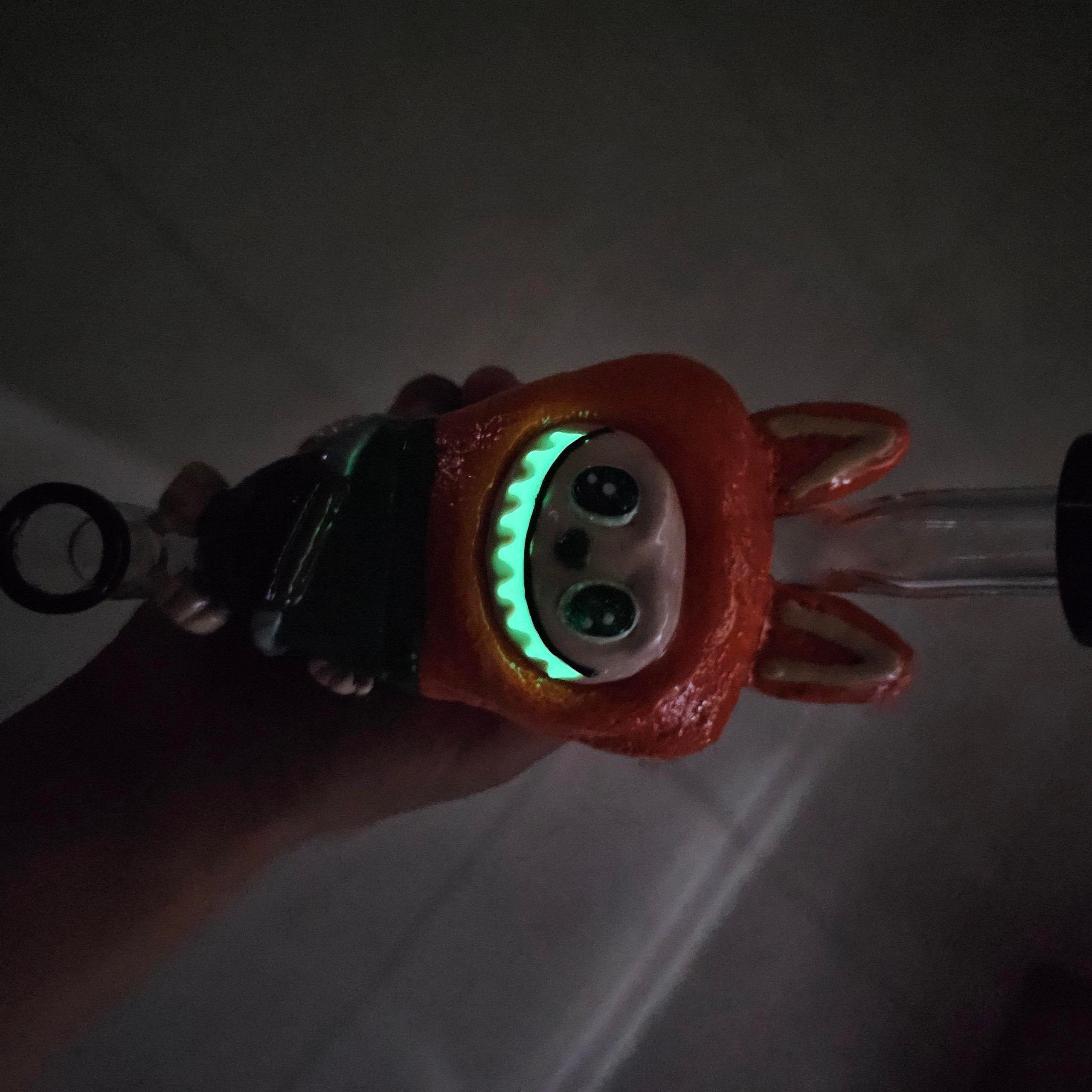 Orange hooded monster mini dab rig glow in dark