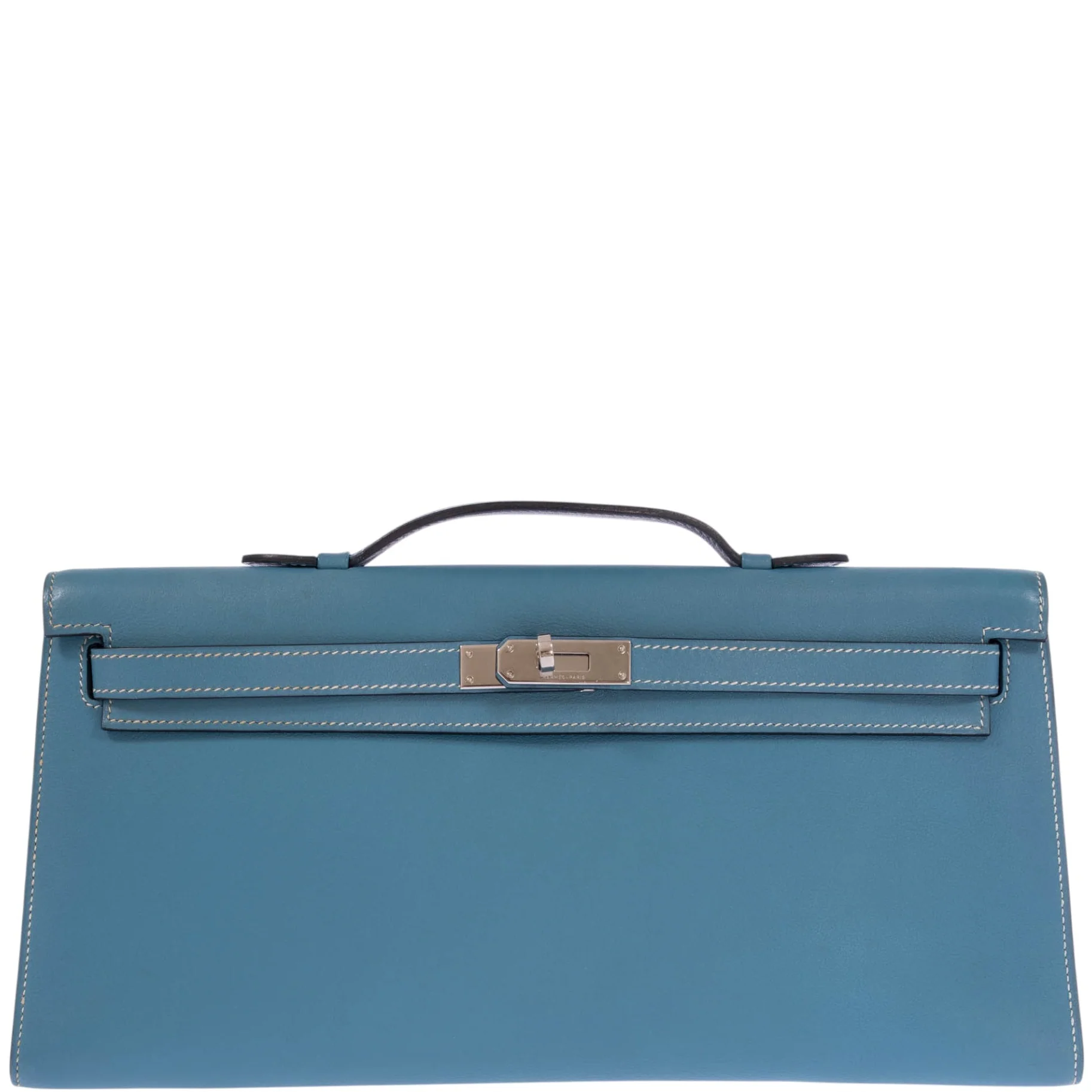 Hermès Kelly Longue Bleu Jean Evergrain Palladium Hardware