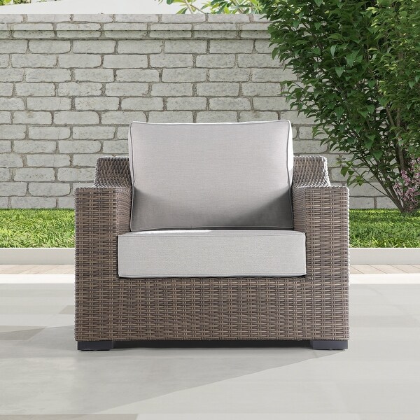 Manhattan Rustic Wicker Rattan Lounge Arm Chair,Beige