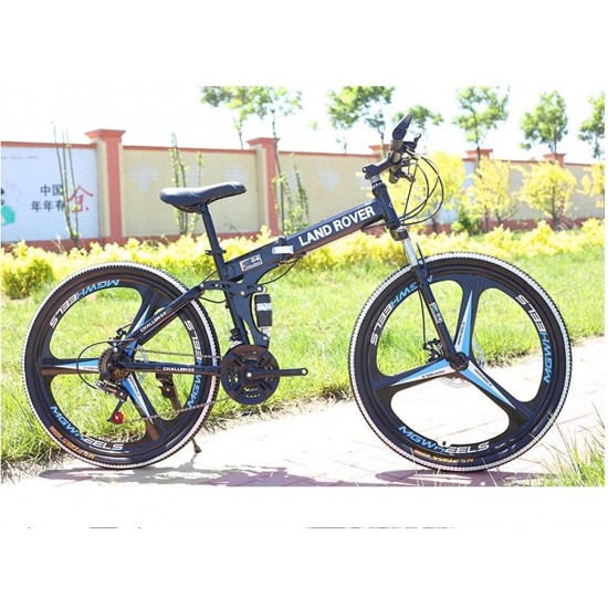 Folding Mountain Bike 21 Speed 26-inch Wheel Double Disc Brake Full Suspension Anti-Slip, Mens MTB Bikes Adult Road Bicycles