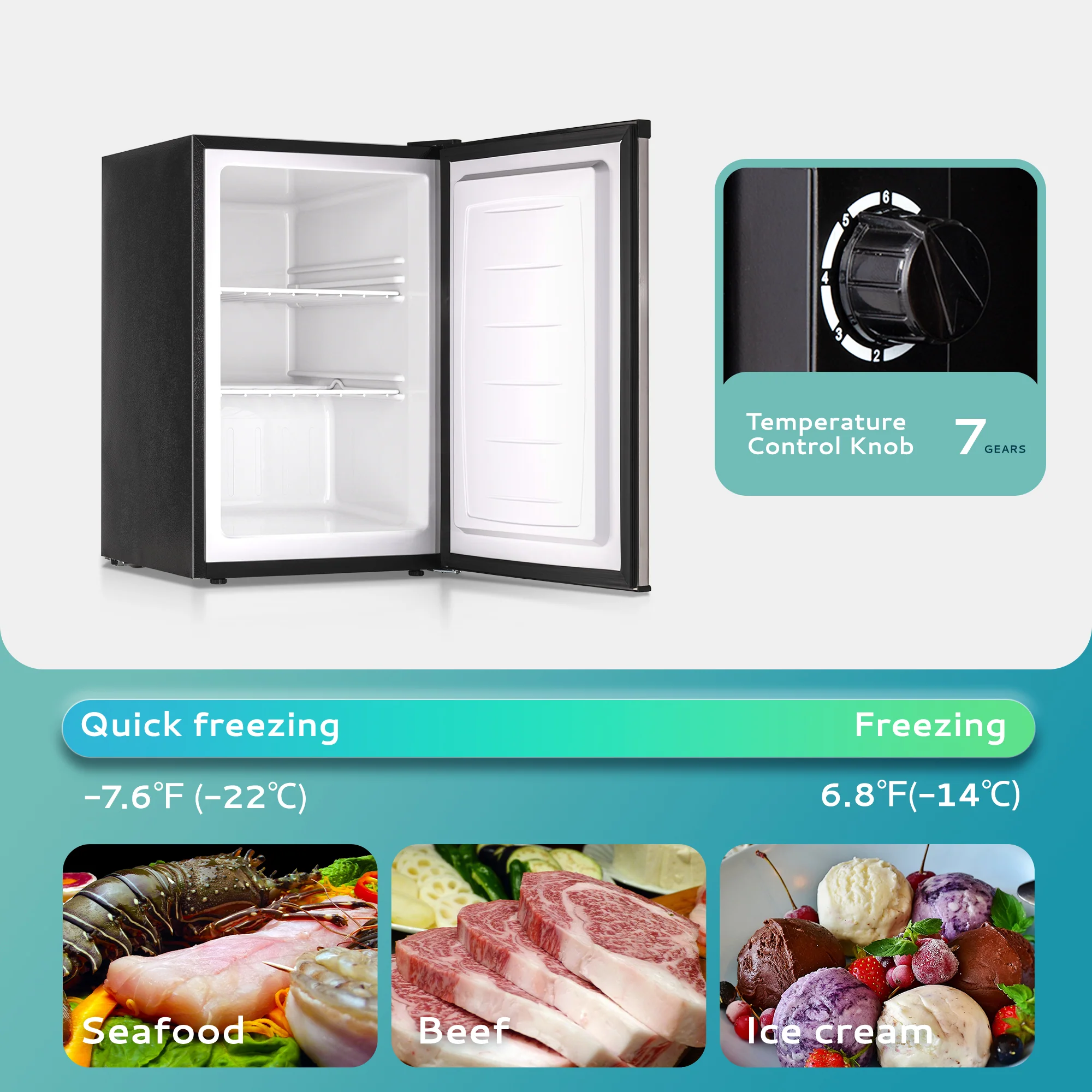Compact Mini Freezer, Upright freezer Rapid Cooling