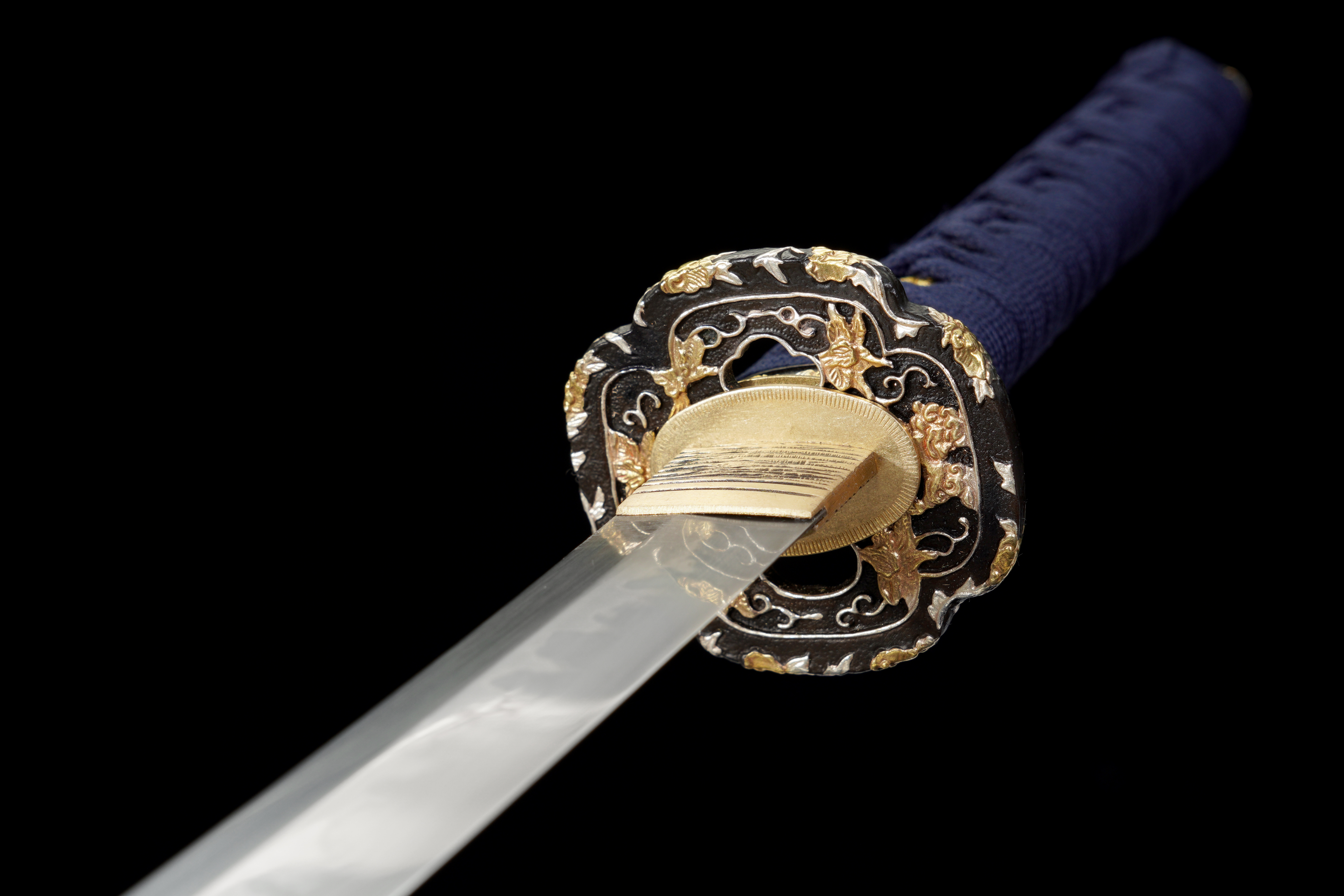 Handmade Katana T10 Steel Clay Tempered Choji Hamon Crane Tsuba Full Tang