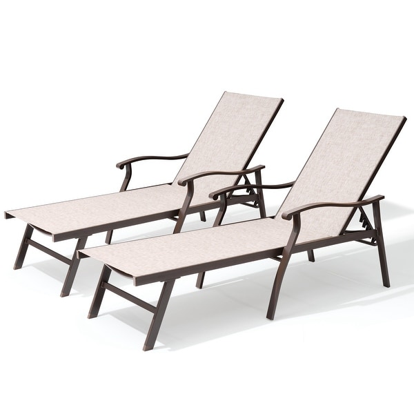 Pellebant 2PCS Patio Aluminum Adjustable Chaise Lounge Chair