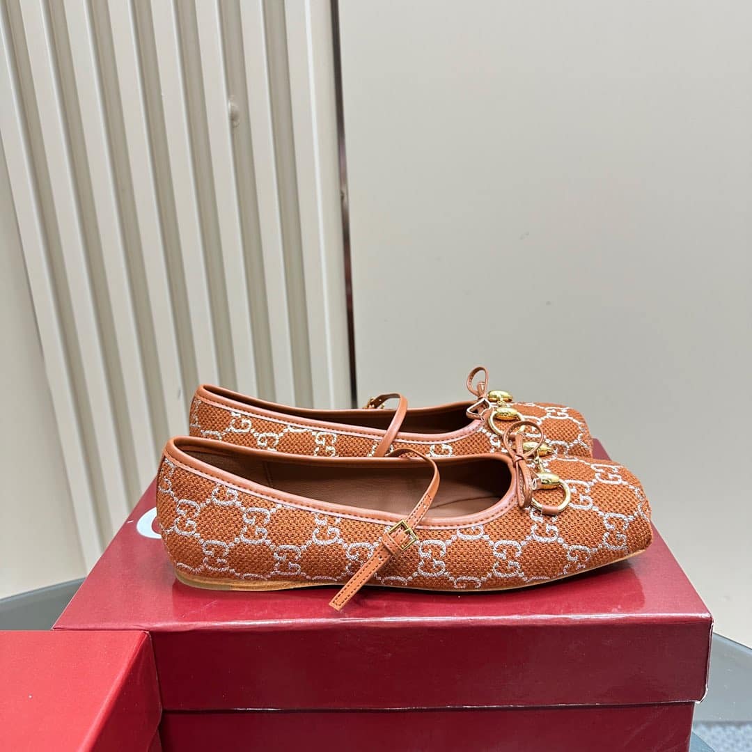 Gucci Women’S Horsebit Ballet Flat Orange