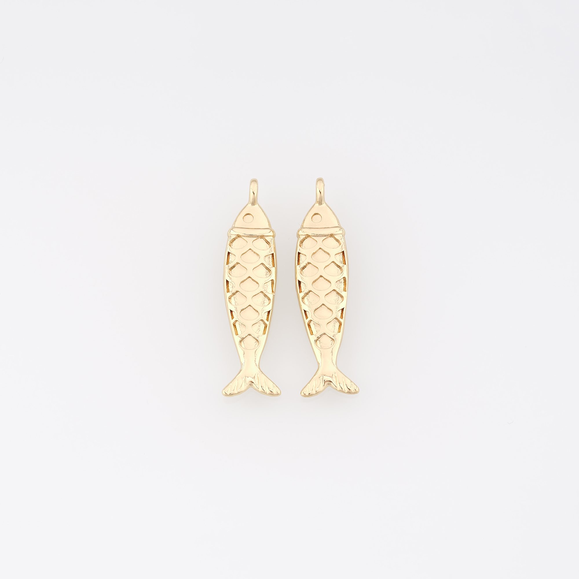 18K Gold Filled Fish Pendant,Ocean Fish Charm Earrings Necklace for DIY Jewelry Making Supply
