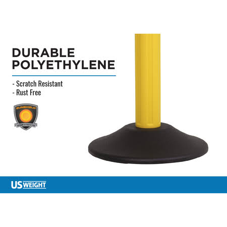 US Weight Heavy Duty Stanchion, Height 37 7/8 in, Yellow, Post Material High Density Polyethylene, 1 PR U2007YC