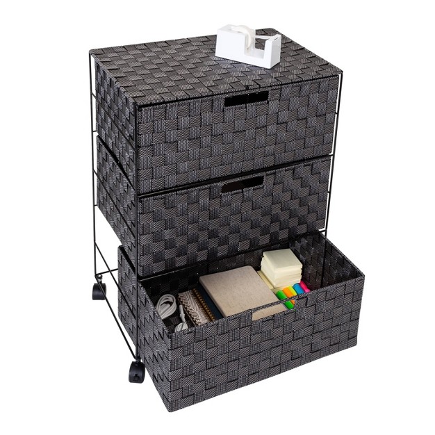 Honey can do 3 Drawer Woven Organizer With Wheels