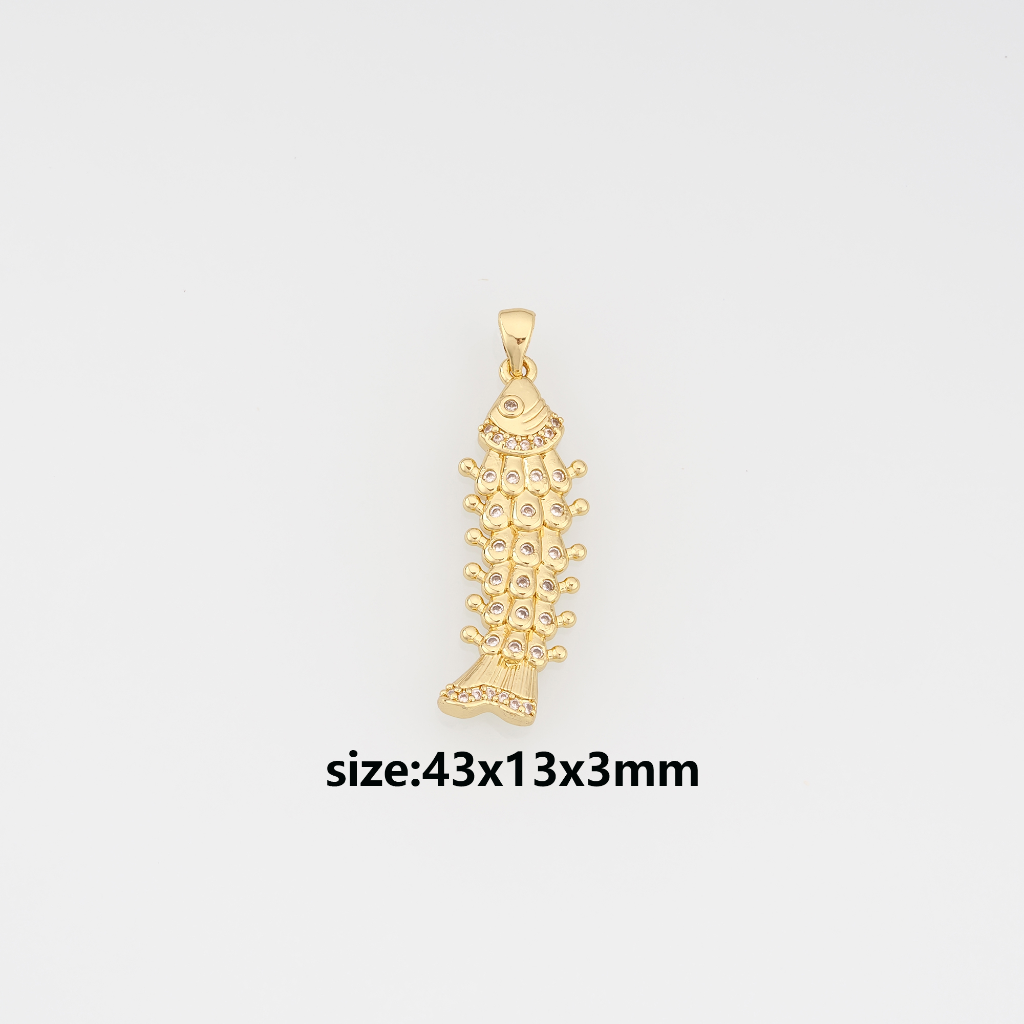 18K Gold Filled Fish Pendant,CZ Micro Pave Ocean Charm Earrings Necklace for DIY Jewelry Making Supply