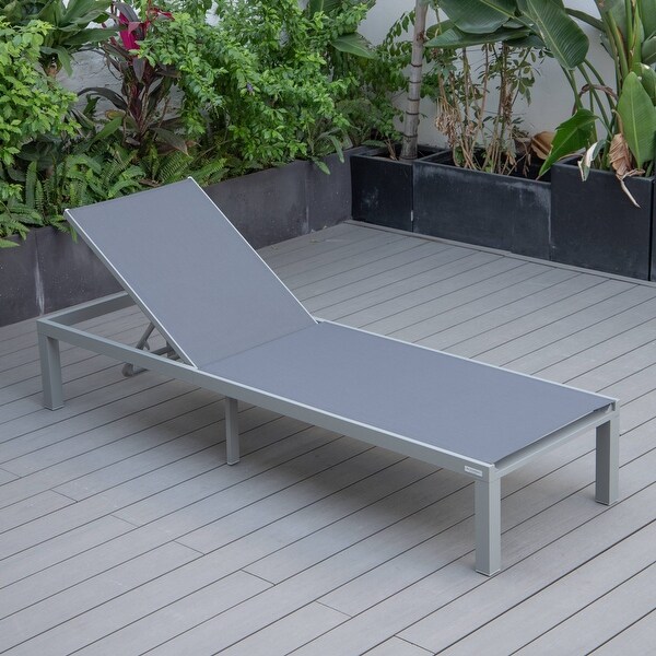 Aluminum Beach Pool Sun Lounge Chair Sling Mesh Fabric Reclining Stackable Lounger Chair