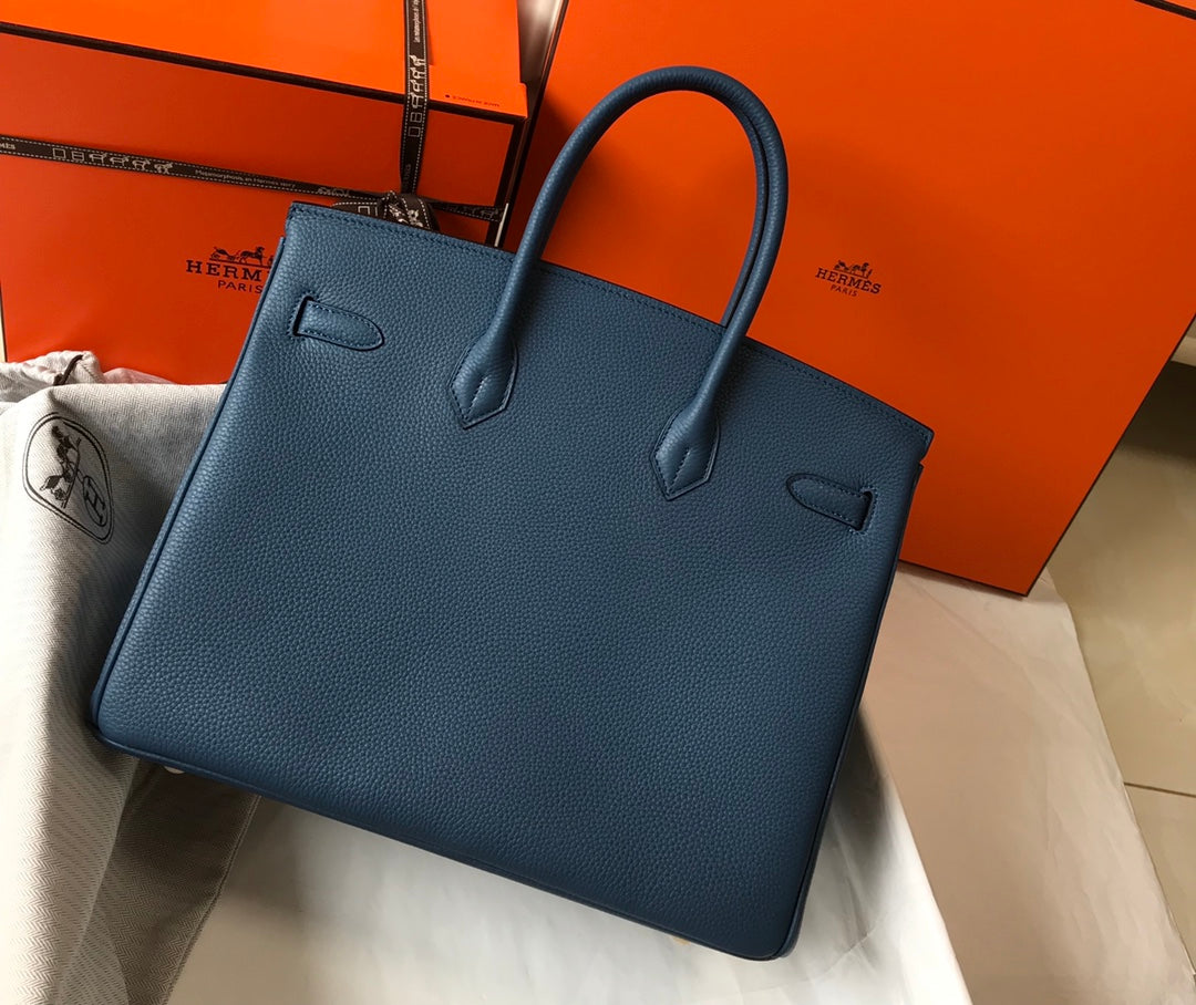 Hermes Birkin 35Cm Bag Azure Togo Gold Hardware