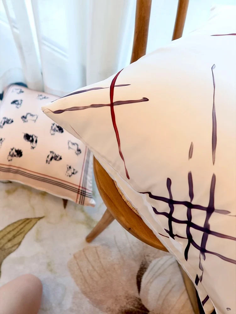 BD006 - Nordic Minimalist Hand-Drawn Style Pillow: Silk Feel