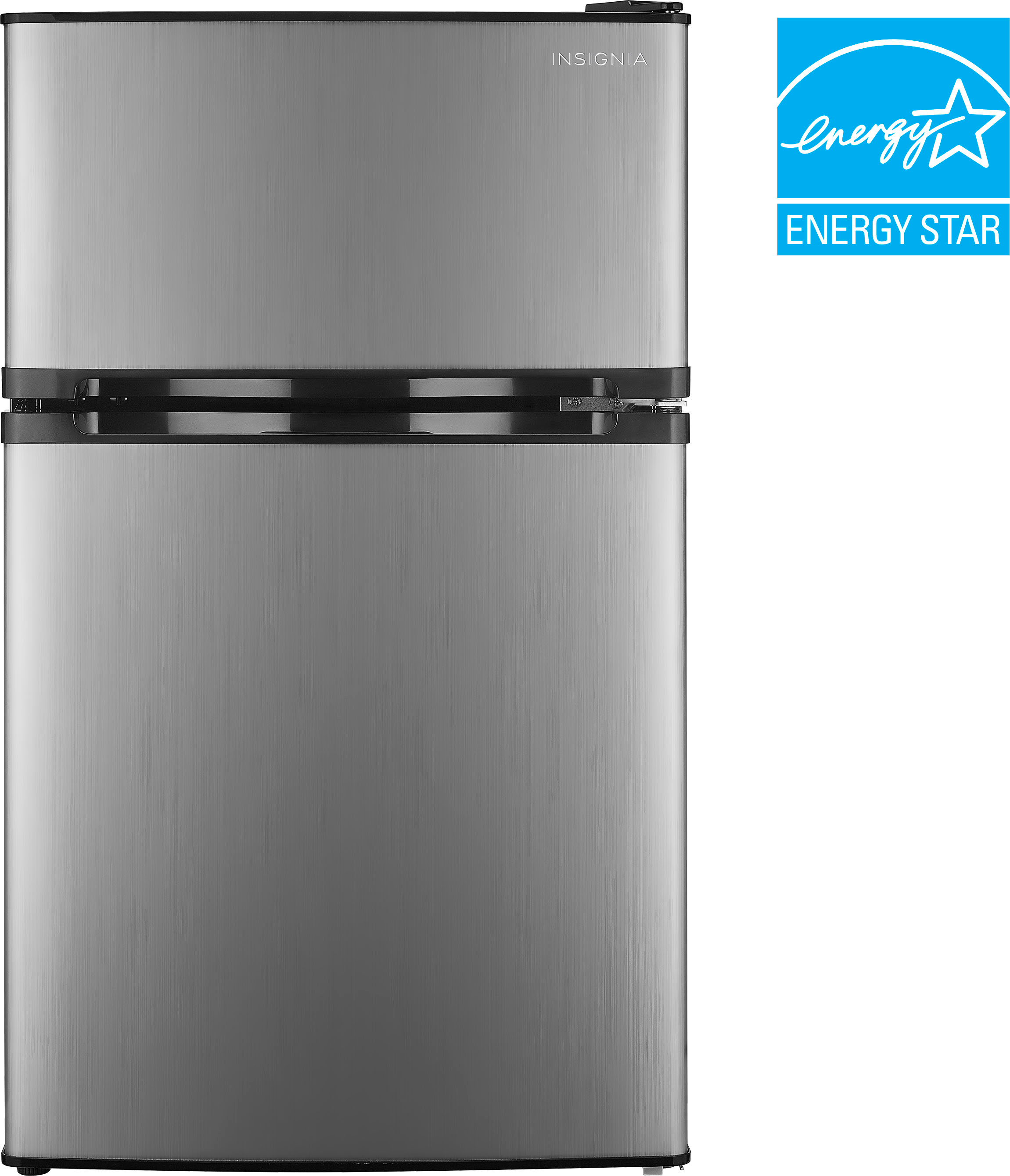 Insignia™ - 3.0 Cu. Ft. Mini Fridge with Top Freezer and ENERGY STAR Certification - Stainless Steel